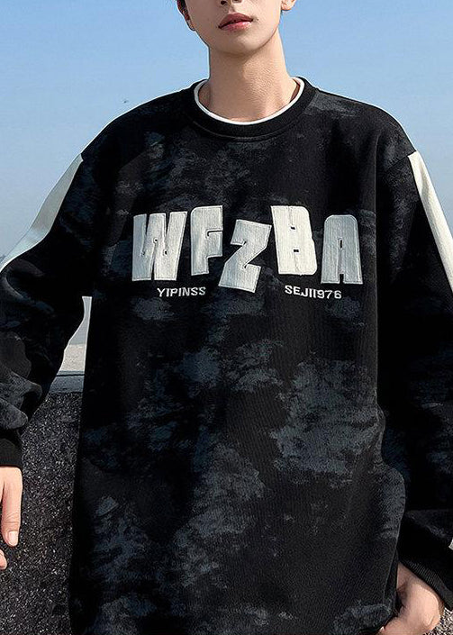 Sweat-shirt rose à col rond en coton tie-dye pour homme, style streetwear, automne EQ002