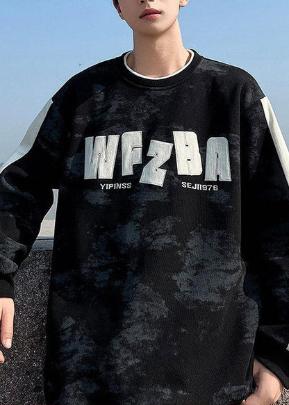 Sweat-shirt rose à col rond en coton tie-dye pour homme, style streetwear, automne EQ002