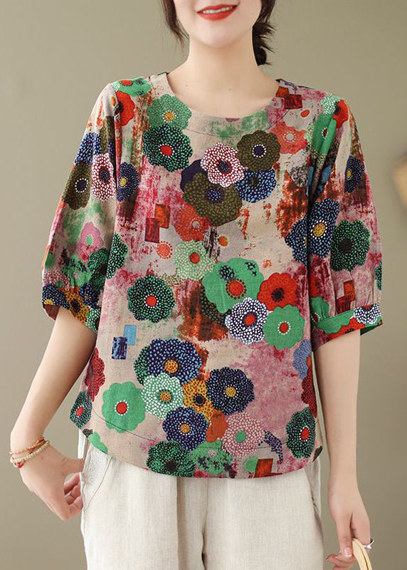 O-Ausschnitt Tops Print Rot Style Sommer