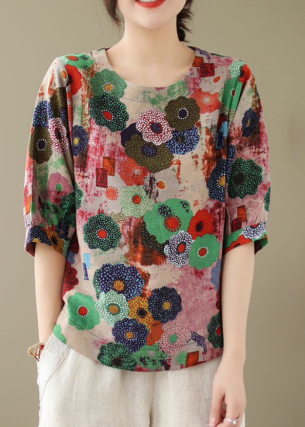 O-Ausschnitt Tops Print Rot Style Sommer