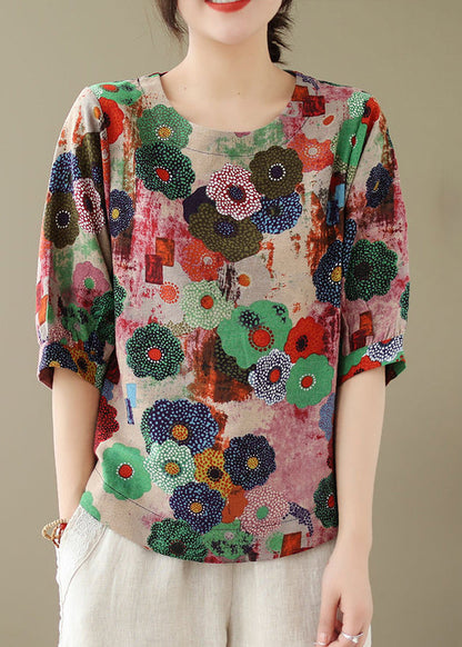 O-Ausschnitt Tops Print Rot Style Sommer