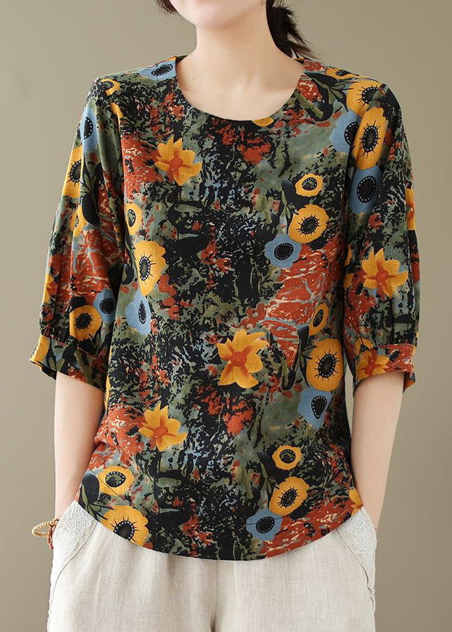 O-Ausschnitt Tops Print Rot Style Sommer