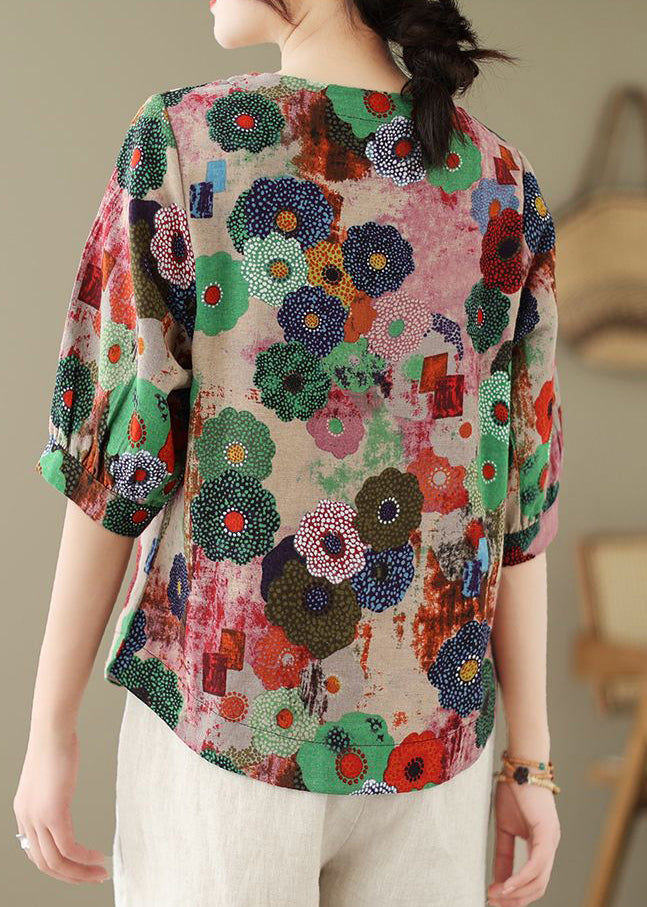 O-Ausschnitt Tops Print Rot Style Sommer