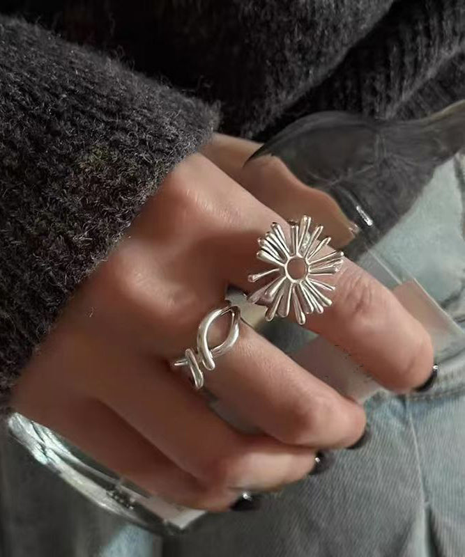 Out Style Silk Rings Alloy Asymmetrical Fireworks Hollow