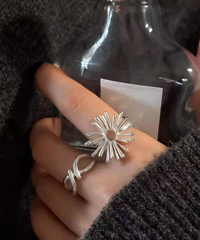 Out Style Silk Rings Alloy Asymmetrical Fireworks Hollow