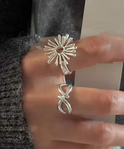 Out Style Silk Rings Alloy Asymmetrical Fireworks Hollow