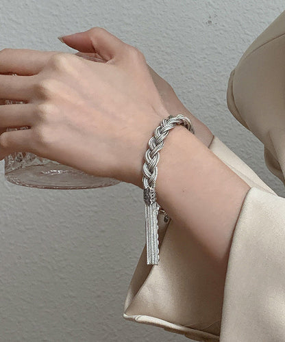Style Silk Sterling Silber gewebtes Quasten-Charm-Armband TX049