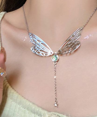 Style Lariat Out Tassek Papillon Aile en Acier Inoxydable Creux