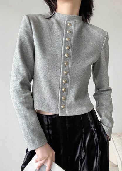 Cardigans blancs en tricot patchwork à col rond et boutons, style printemps RB008