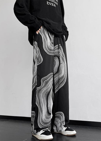 Pantalon de printemps surdimensionné en coton blanc imprimé pour homme
