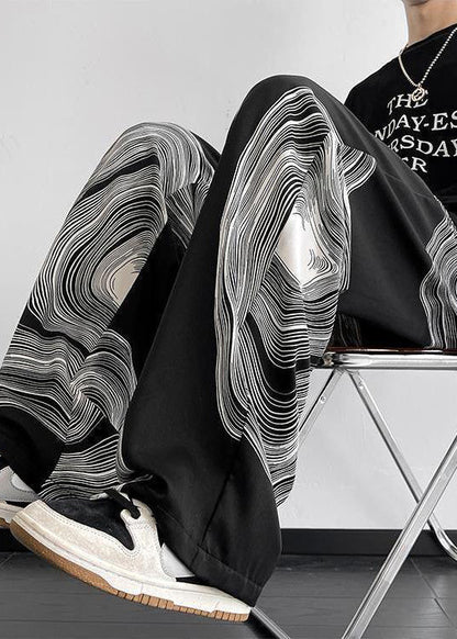 Pantalon de printemps surdimensionné en coton blanc imprimé pour homme