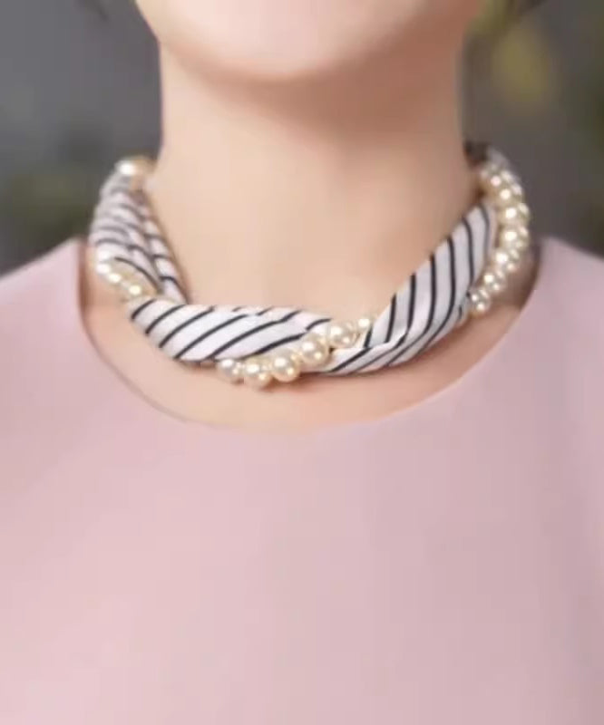 Stil Gelb Seidendruck Perlen Seidenschal Choker YU010