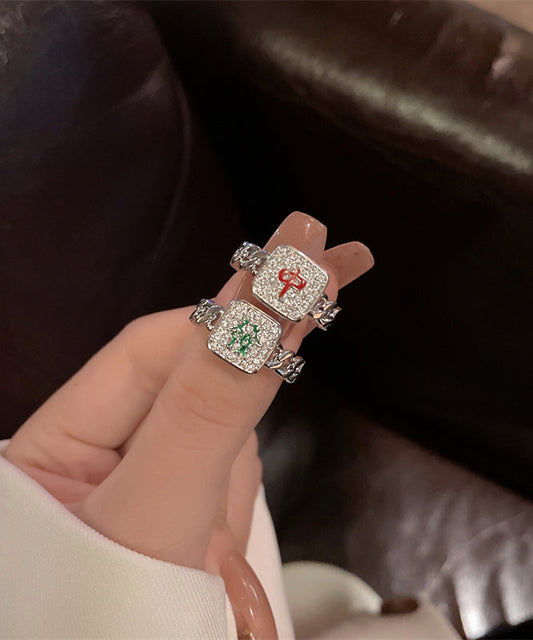 Rings Stylish Set Zircon Alloy Two-Piece Mahjong