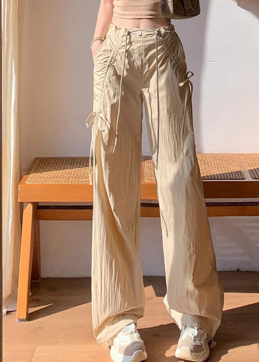 Pantalon à cordon de serrage Séchage Printemps Sports Bow Abricot Rapide Élégant