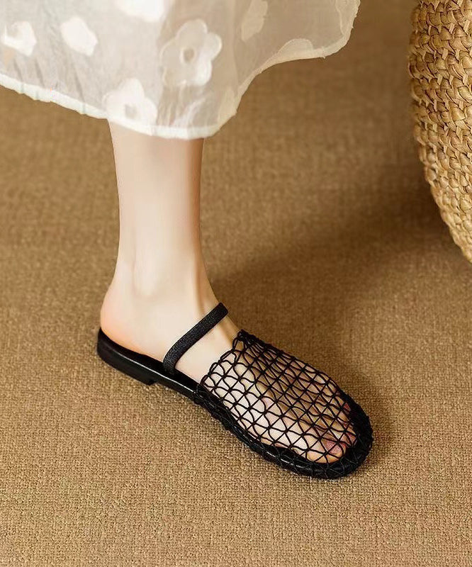 Stilvolle Apricot Hollow Out Splicing Slide Sandalen AA021