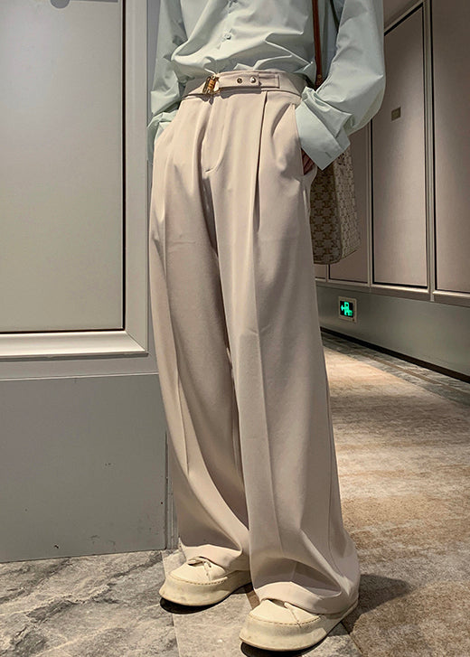 Pantalon taille haute pour homme avec poches abricot en élasthanne, élégant pour l'automne