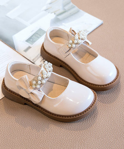 Chaussures pour filles avec sangles et boucle, mocassins noirs à perles et clous élégants