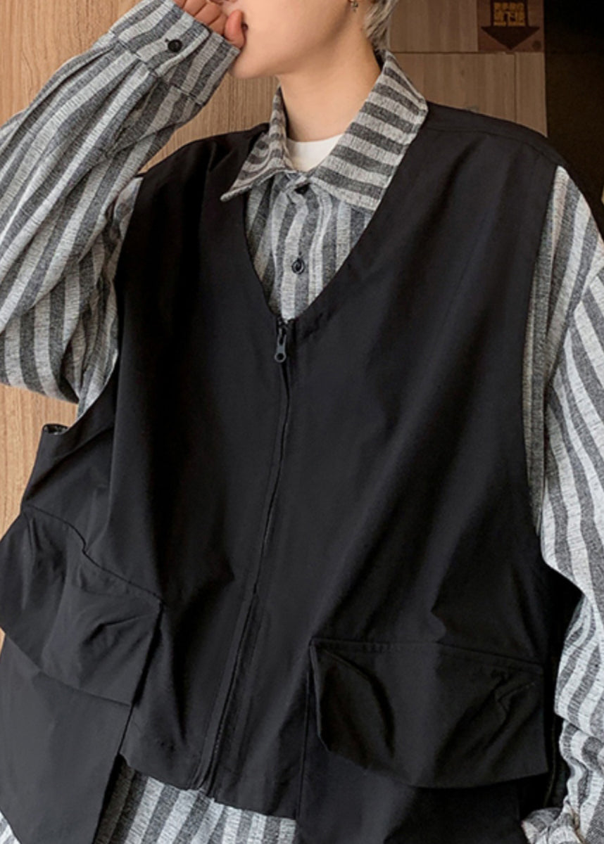 Ensemble deux pièces élégant en coton noir pour homme, style patchwork, décontracté, automne EQ010