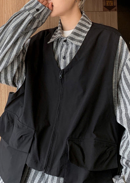 Ensemble deux pièces élégant en coton noir pour homme, style patchwork, décontracté, automne EQ010