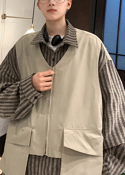 Ensemble deux pièces élégant en coton noir pour homme, style patchwork, décontracté, automne EQ010