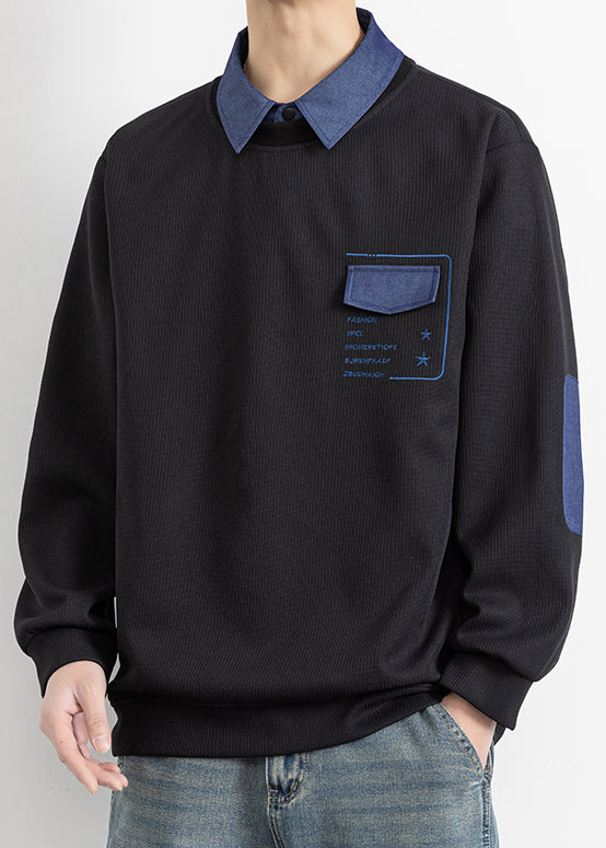 Stücke Falsche Baumwolle Stilvolle Peter Patchwork Schwarz Pan Kragen Zwei