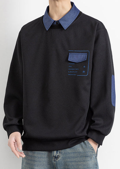 Stücke Falsche Baumwolle Stilvolle Peter Patchwork Schwarz Pan Kragen Zwei