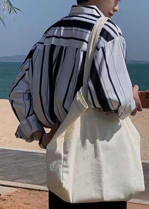 Männer Gestreiften Frühling Baumwolle Taste Schwarz Shirts