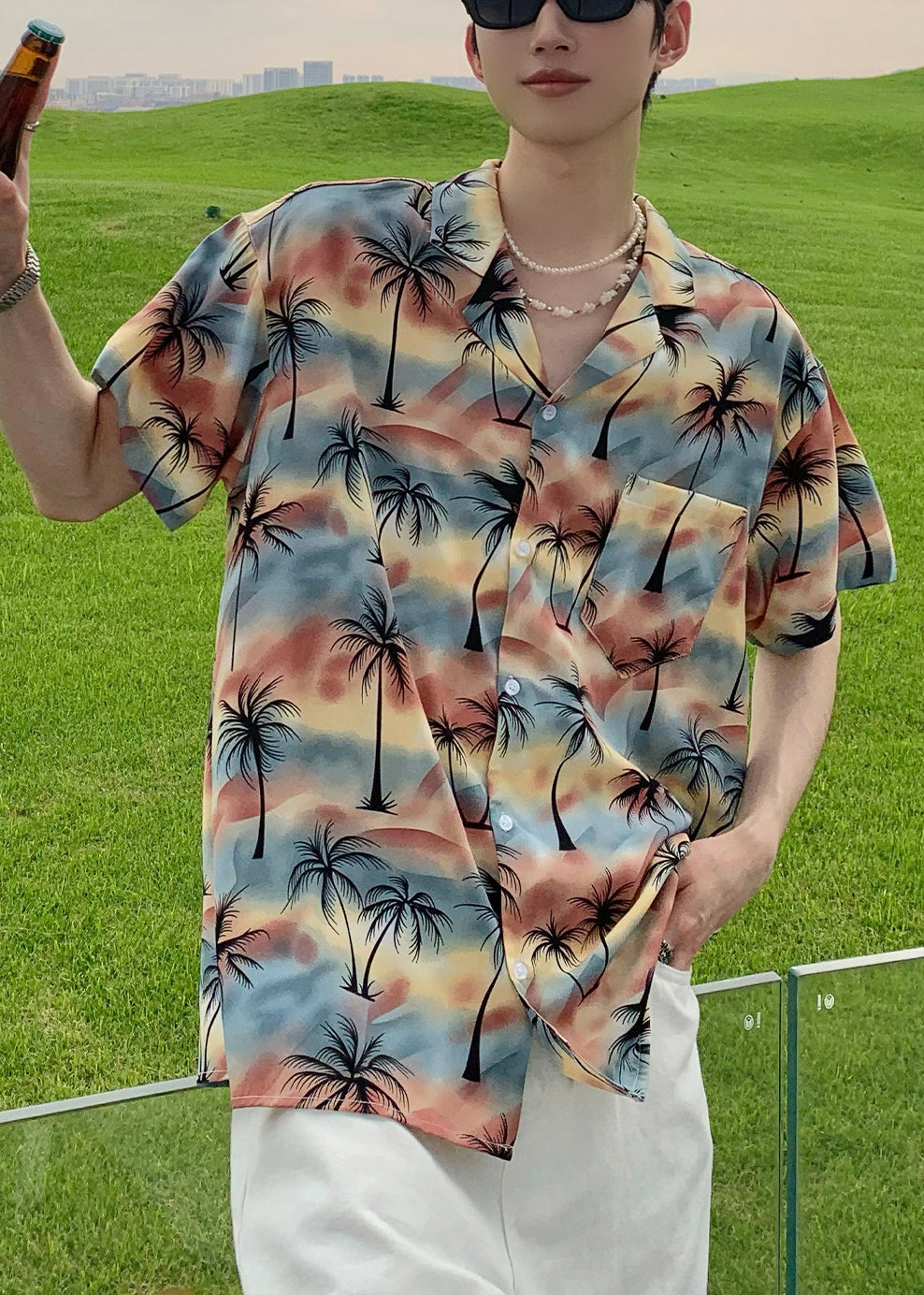 Herren Stilvolle Pan Shirts Baumwolle Blau Knopf Kragen Peter Print