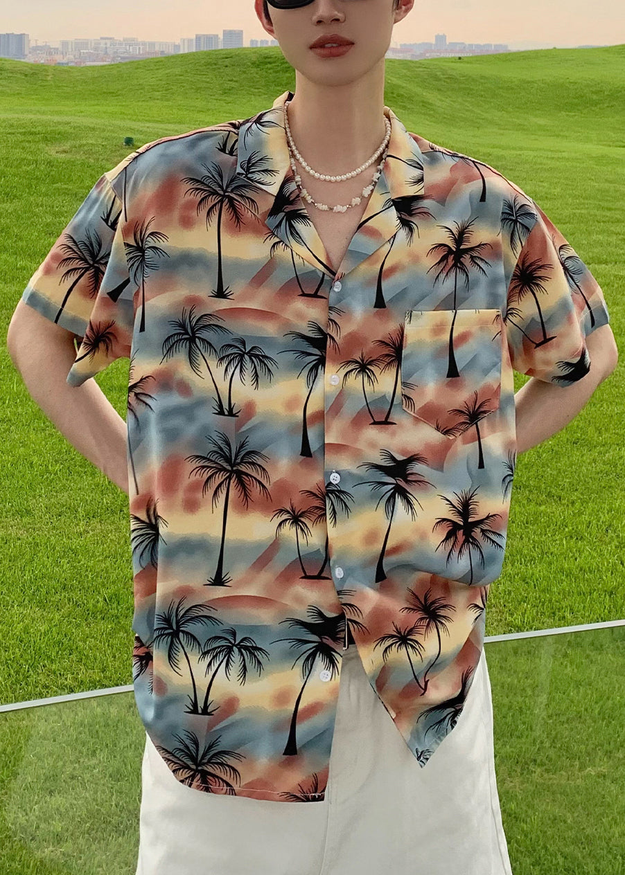 Herren Stilvolle Pan Shirts Baumwolle Blau Knopf Kragen Peter Print