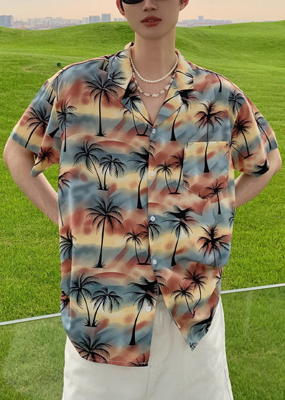 Herren Stilvolle Pan Shirts Baumwolle Blau Knopf Kragen Peter Print