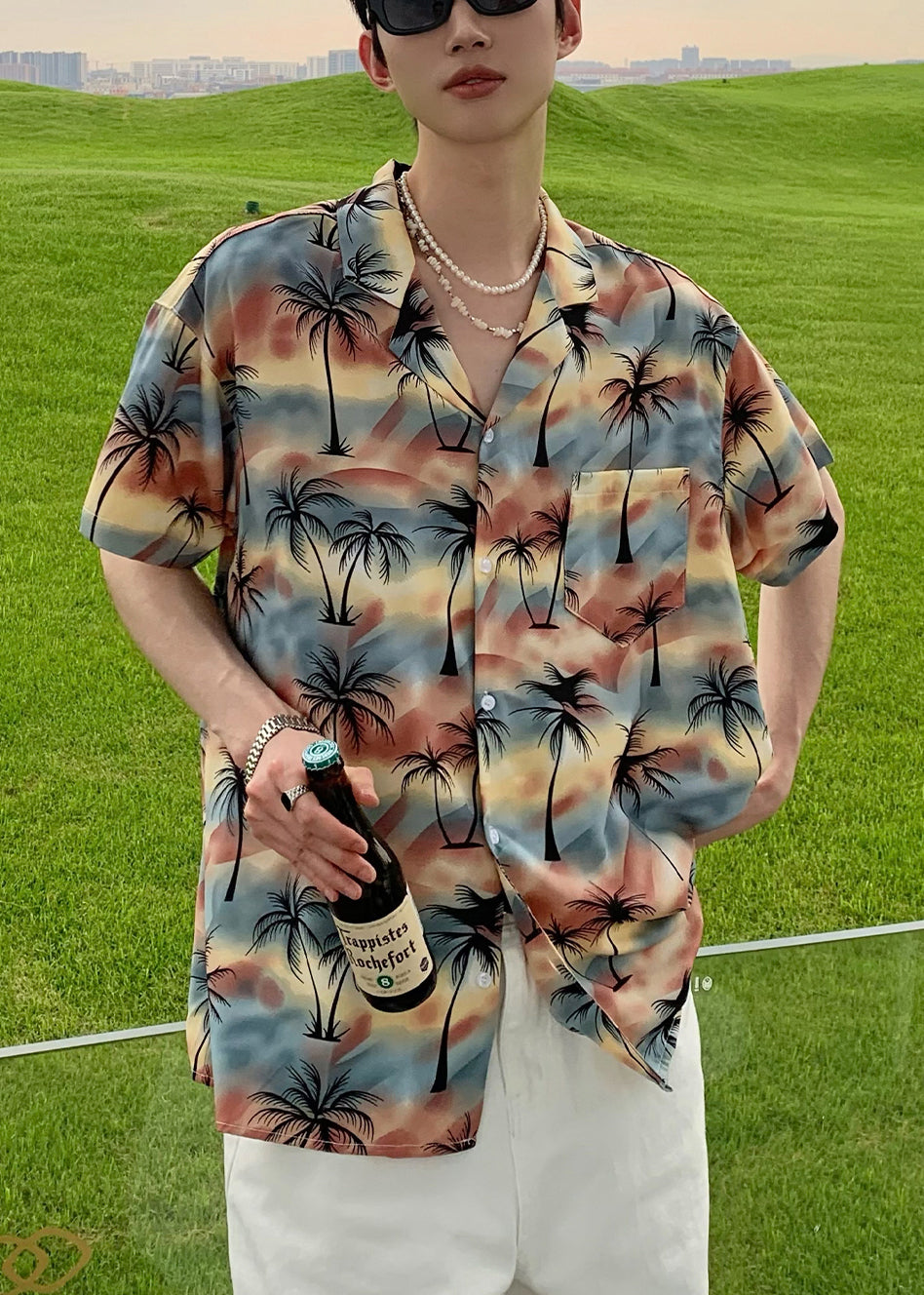 Herren Stilvolle Pan Shirts Baumwolle Blau Knopf Kragen Peter Print