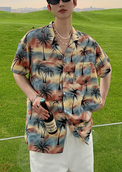 Herren Stilvolle Pan Shirts Baumwolle Blau Knopf Kragen Peter Print