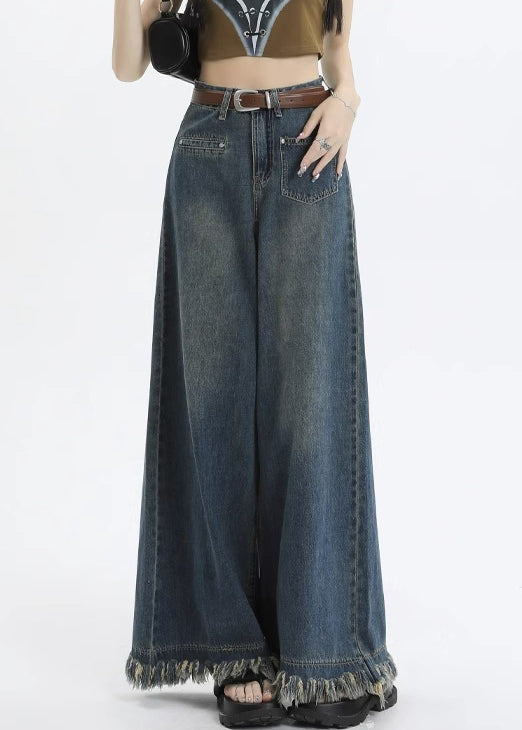 Stylish Blue Pockets High Waist Denim Pants Summer PP015