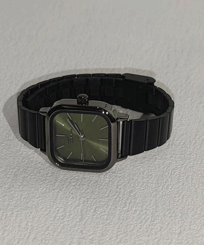 Montres élégantes carrées bleues en acier inoxydable, étanches