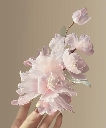 Blue Alloy Floral Hairpin Stylish Tulle