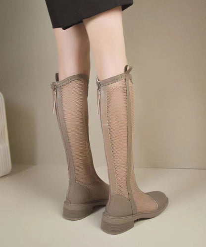 Bottes noires élégantes en maille respirante avec fermeture éclair OM013