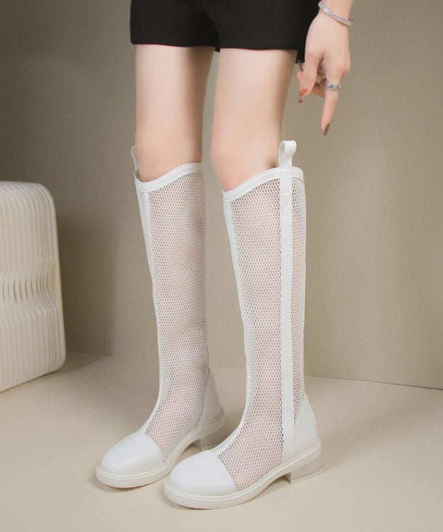 Bottes noires élégantes en maille respirante avec fermeture éclair OM013