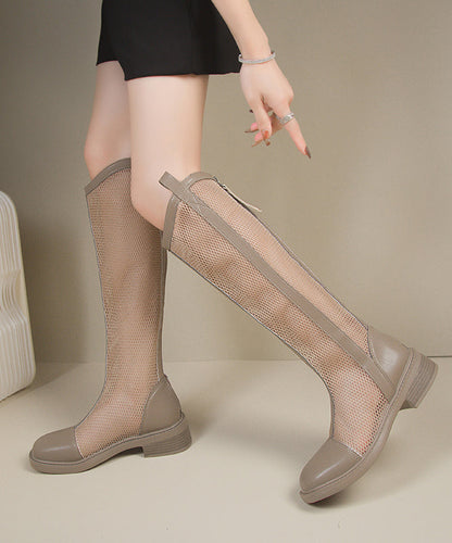 Bottes noires élégantes en maille respirante avec fermeture éclair OM013