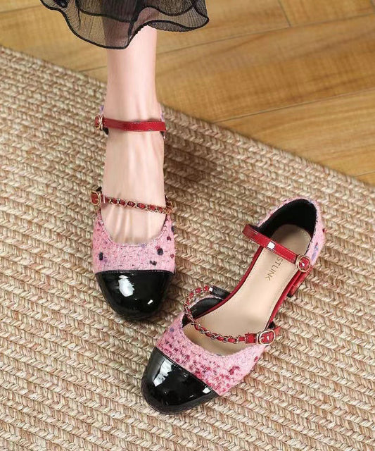 Stylish Buckle Strap Splicing Rose Faux Leather Loafer Shoes XC1030