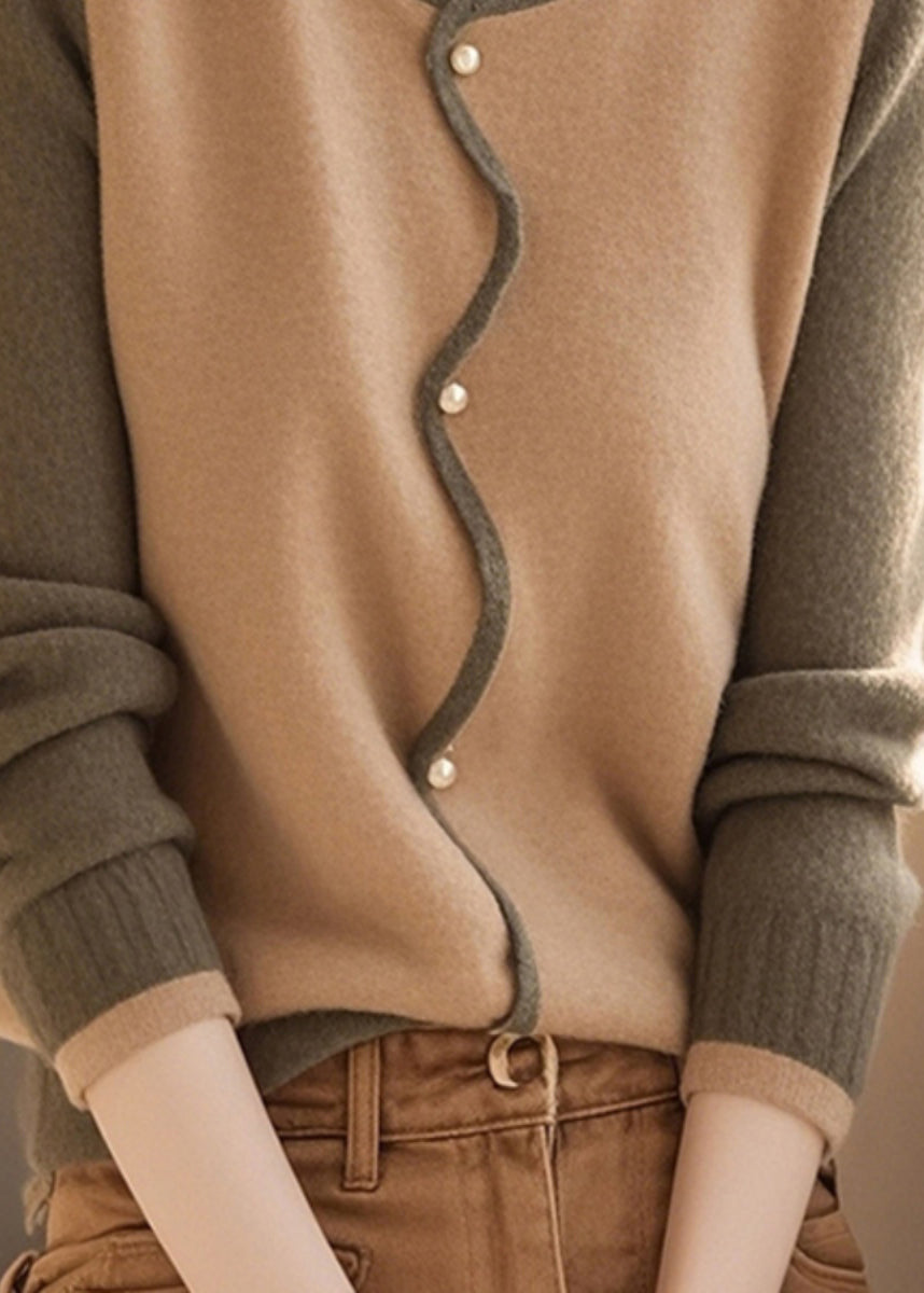 Cardigans en laine à boutons et col rond, colorblock, élégants, printemps TO044