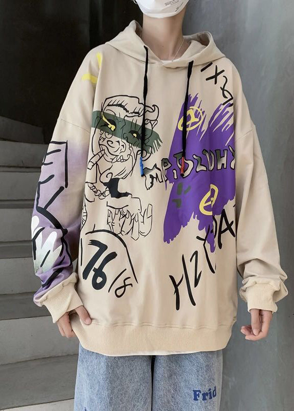 Sweat à capuche élégant en coton gris foncé pour homme, coupe ample, motif graphique, automne EQ007