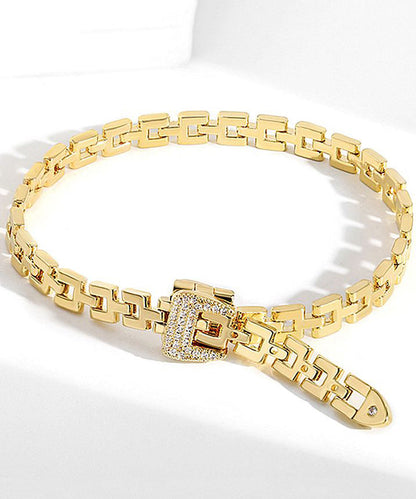 Bracelet chaîne élégant en cuivre doré et zircon surdoré QD050