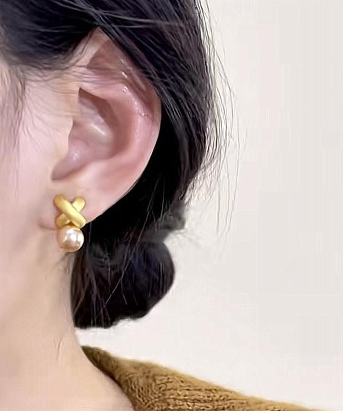 Boucles d'oreilles élégantes en argent sterling avec perles et surdorure