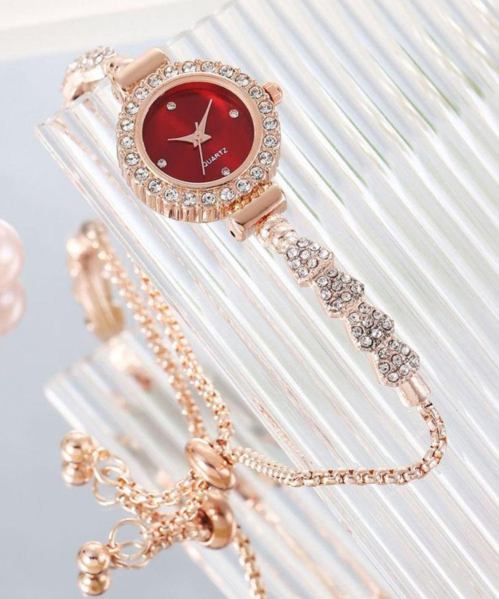 Montres élégantes en alliage de zircon vert avec mouvement à quartz