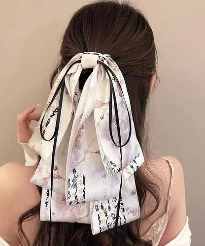 Hairpin Tassel Cloth Print Stylish Green Bow