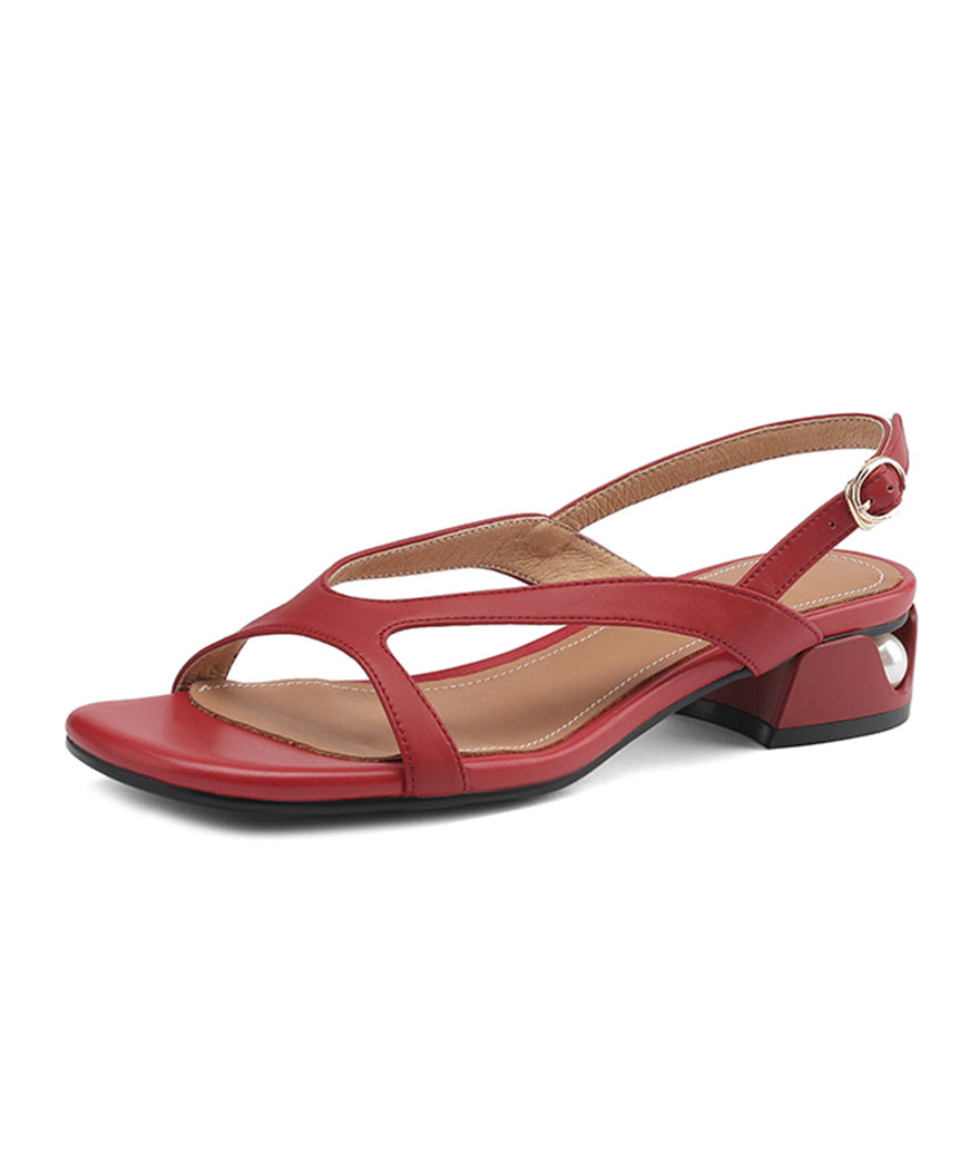 Stilvolle Hollow Out Peep Toe Sandalen Rot Kunstleder OI015