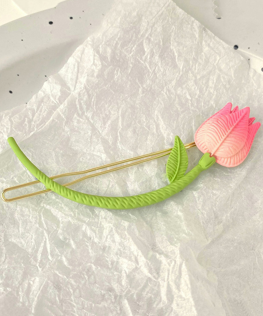 Stylish Light Green Alloy Tulip Arc-Shaped Hairpin WO018