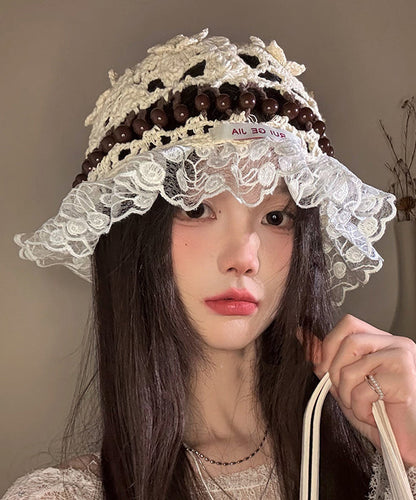 Lace Knit Patchwork Bucket Out Mulberry Hollow Stylish Hat