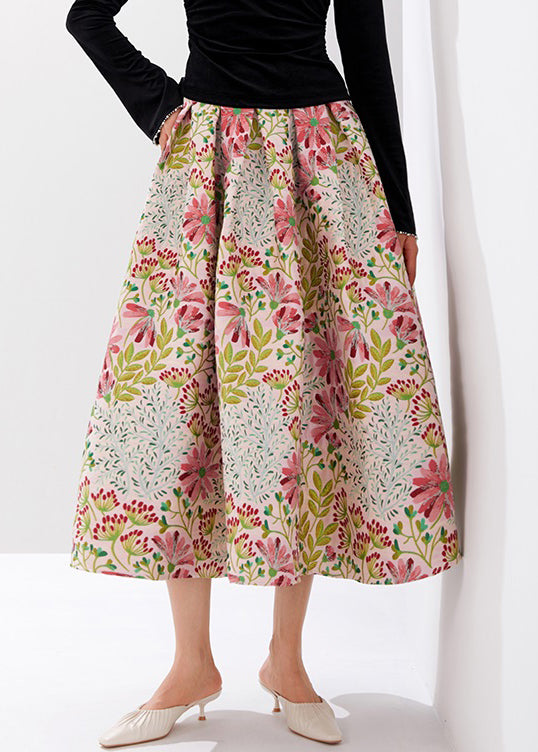 Stylish Multi Embroidered Zippered High Waist Cotton Skirts Fall AM1025