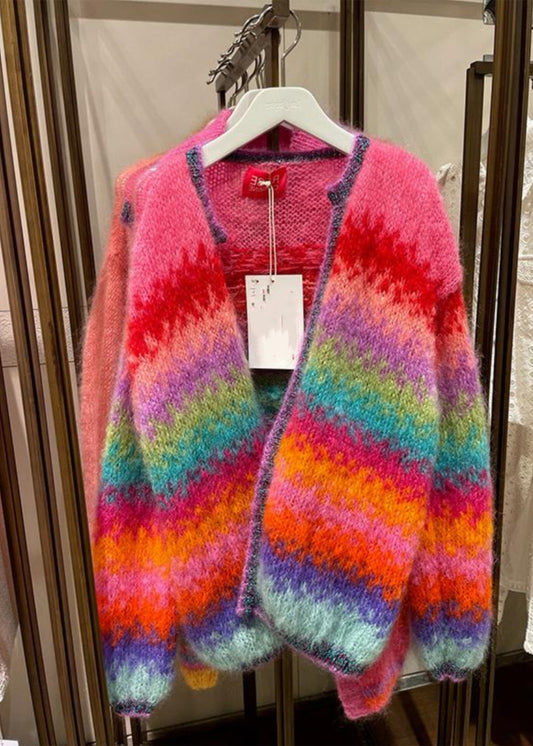 Stylish Multicolor V Neck Cozy Knit Cardigans Fall WO029